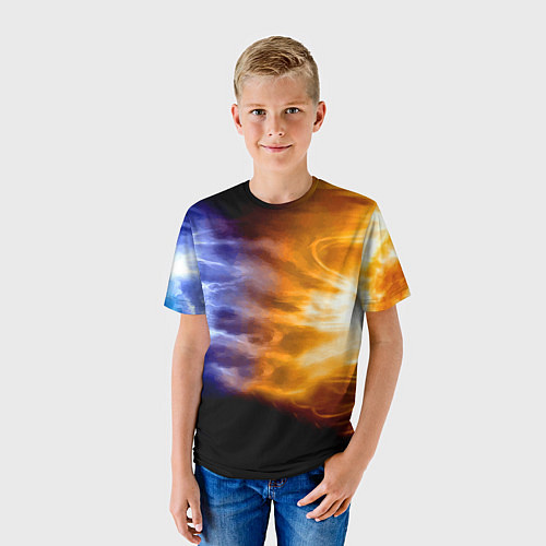 Детская футболка Борьба двух стихий - лёд и пламя / 3D-принт – фото 3