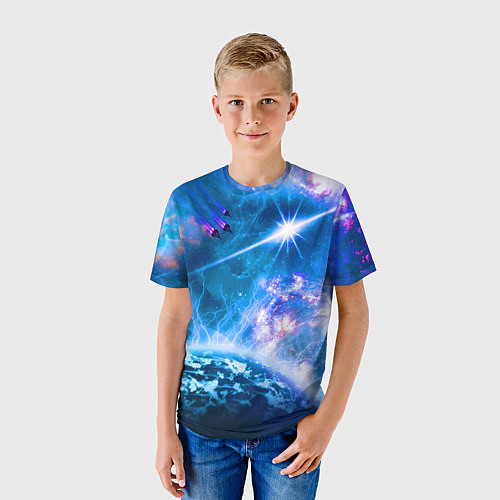 Детская футболка Космос - планета и яркая звезда / 3D-принт – фото 3