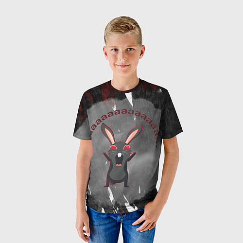 Детская футболка Черный кролик орет как сумасшедший / 3D-принт – фото 3