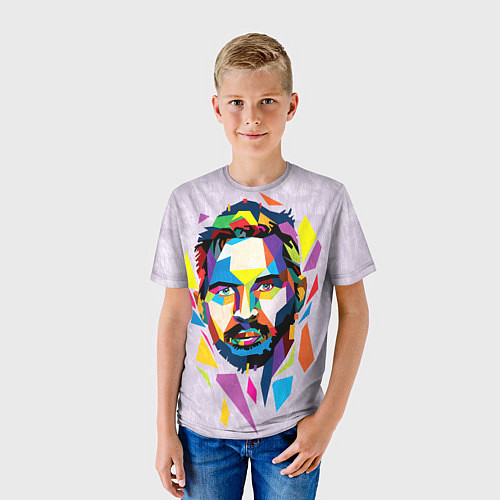 Детская футболка Портрет Тома Харди в геометрическом стиле / 3D-принт – фото 3