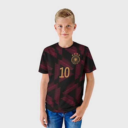 Детская футболка Гнабри Сборная Германии ЧМ 2022 выездная / 3D-принт – фото 3
