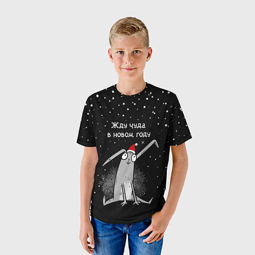 Детская футболка Кролик в оживания чуда в новом году / 3D-принт – фото 3