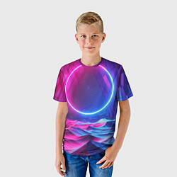 Футболка детская Круг и разноцветные кристаллы - vaporwave, цвет: 3D-принт — фото 2