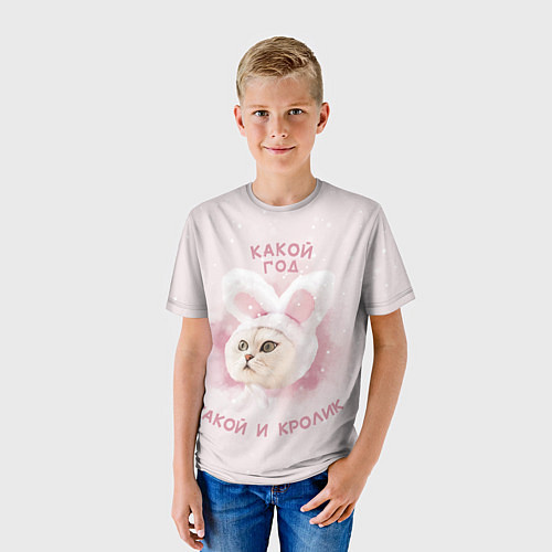 Детская футболка Какой год такой и кролик / 3D-принт – фото 3
