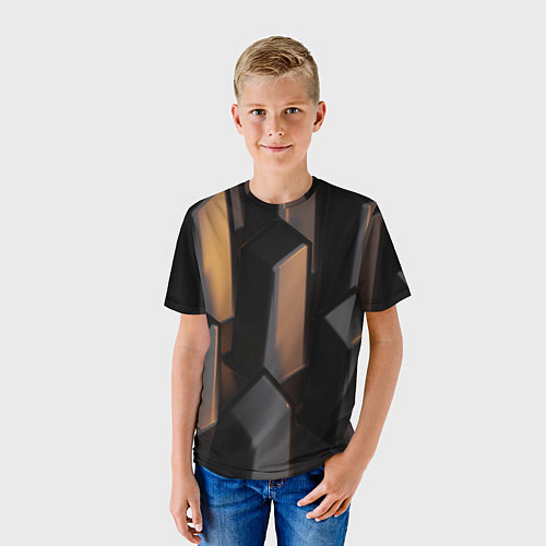 Детская футболка Абстрактные тёмные геометрические блоки / 3D-принт – фото 3