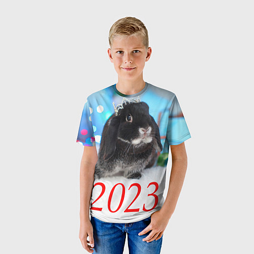 Детская футболка Кролик символ наступающего нового года / 3D-принт – фото 3