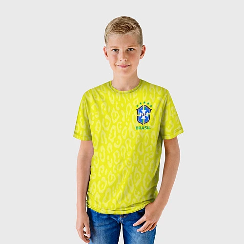 Детская футболка Форма сборной Бразилии ЧМ 2022 / 3D-принт – фото 3