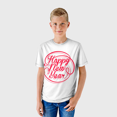 Детская футболка Надпись счастливого нового года / 3D-принт – фото 3