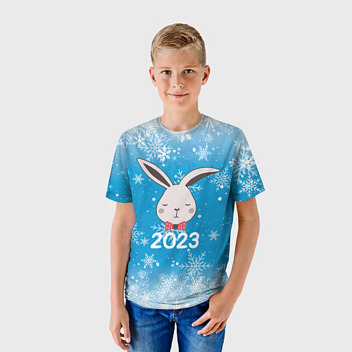 Детская футболка Новый год заяц 2023 / 3D-принт – фото 3