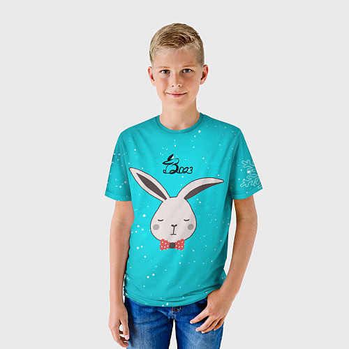 Детская футболка Кролик 2023 новый год / 3D-принт – фото 3