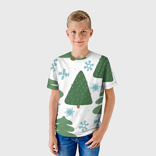 Детская футболка Новогодние ёлочки / 3D-принт – фото 3