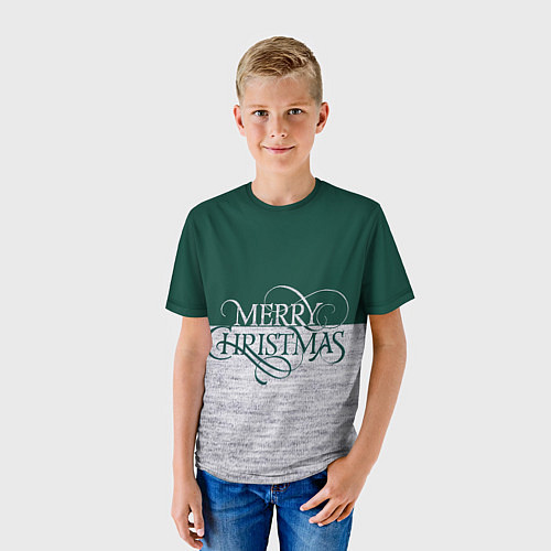 Детская футболка Merry Christmas зелёный / 3D-принт – фото 3