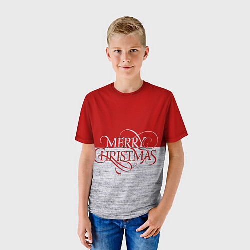 Детская футболка Merry Christmas красный / 3D-принт – фото 3