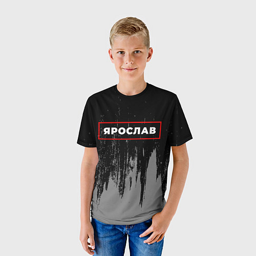 Детская футболка Ярослав - в красной рамке на темном / 3D-принт – фото 3