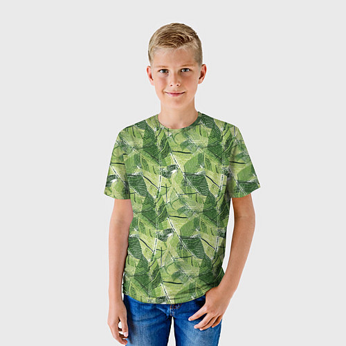 Детская футболка Милитари листья крупные / 3D-принт – фото 3