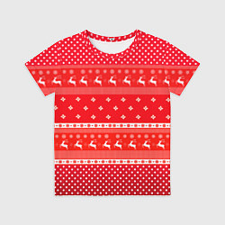 Футболка детская Праздничный красный свитер, цвет: 3D-принт