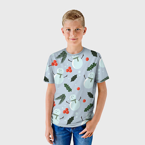 Детская футболка Снеговики и ягодки / 3D-принт – фото 3