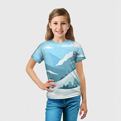 Футболка детская Заснеженные горы, цвет: 3D-принт — фото 2
