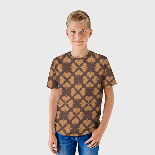Детская футболка Четырехлистный клевер коричневый / 3D-принт – фото 3