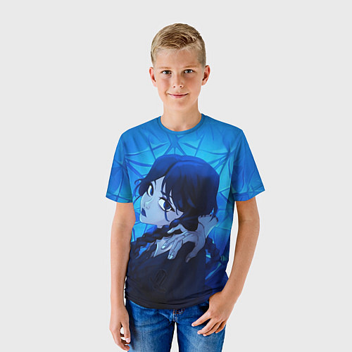 Детская футболка Вещь и Уэнсдэй / 3D-принт – фото 3