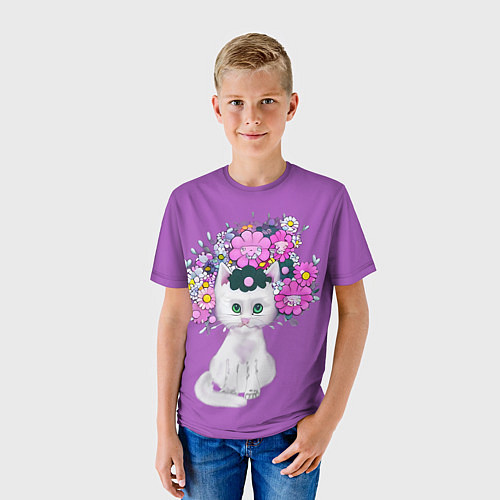 Детская футболка Зеленоглазый котэ / 3D-принт – фото 3
