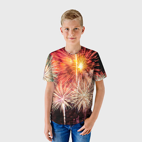 Детская футболка Праздничный феерверк / 3D-принт – фото 3