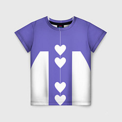 Футболка детская Белые сердца на фиолетовом, цвет: 3D-принт