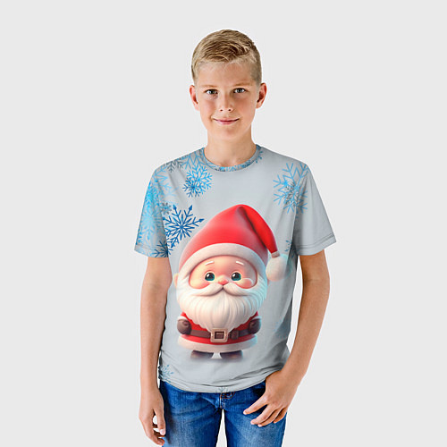 Детская футболка Дед мороз и много снежинок / 3D-принт – фото 3