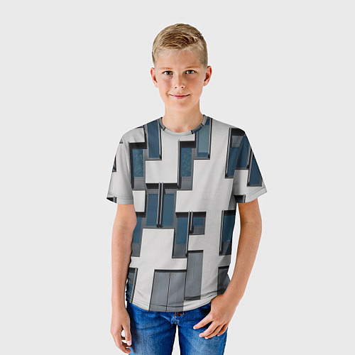 Детская футболка Абстрактный лабиринт из окон и стен / 3D-принт – фото 3
