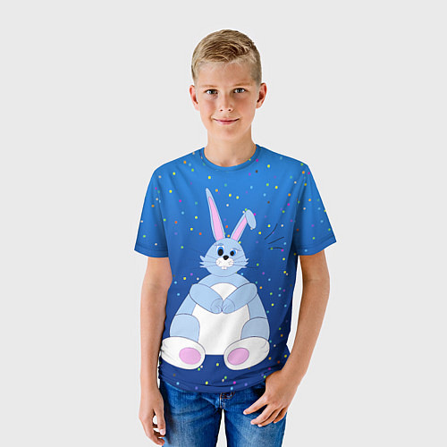 Детская футболка Косой кролик и конфетти / 3D-принт – фото 3
