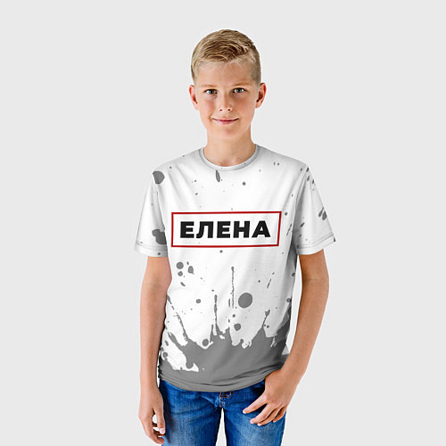 Детская футболка Елена - в красной рамке на светлом / 3D-принт – фото 3