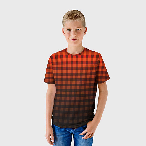 Детская футболка Красно-черный узор в клетку / 3D-принт – фото 3