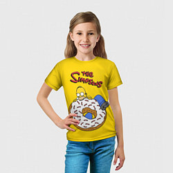 Футболка детская Гомер Симпсон ест пончик, цвет: 3D-принт — фото 2