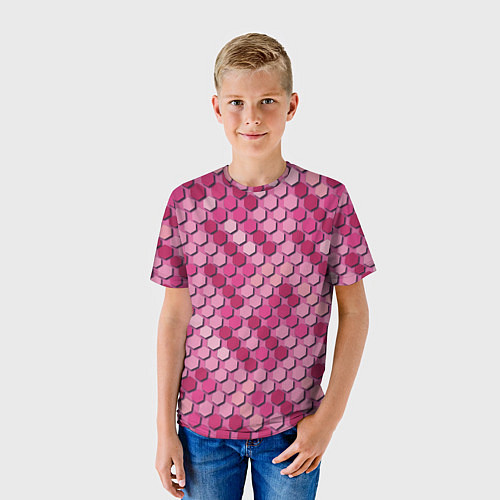 Детская футболка Розовый камуфляж / 3D-принт – фото 3