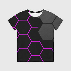 Футболка детская Крупные неоновые соты, цвет: 3D-принт