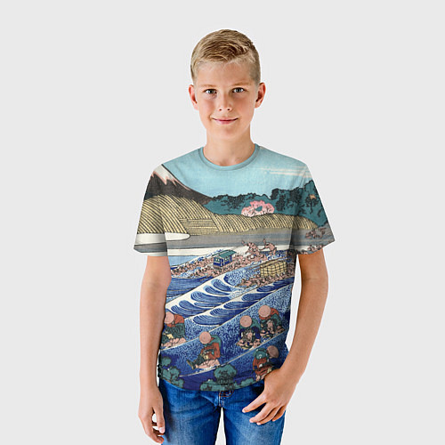 Детская футболка Кацусика Хокусай сон жены рыбака - японская гравюр / 3D-принт – фото 3