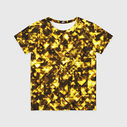 Футболка детская Золотой узор треугольники на черном фоне, цвет: 3D-принт