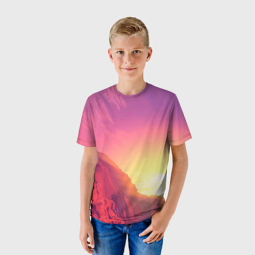 Детская футболка Firewatch - Солнечный закат посреди гор / 3D-принт – фото 3