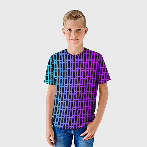 Детская футболка Неоновая клетка / 3D-принт – фото 3