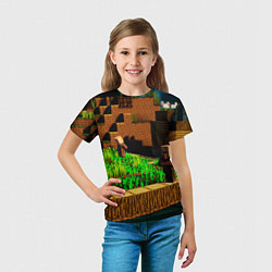 Футболка детская Minecraft ферма, цвет: 3D-принт — фото 2