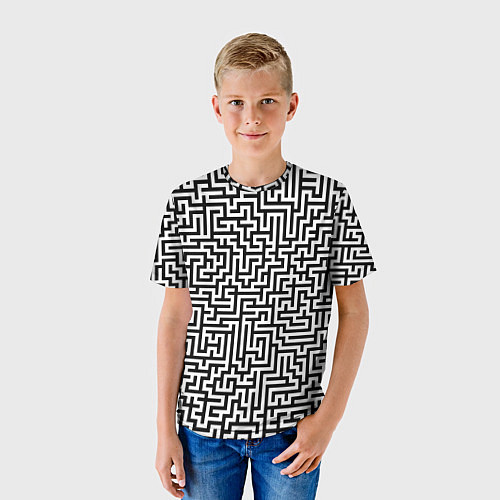 Детская футболка Черно-белый лабиринт / 3D-принт – фото 3