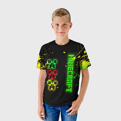 Детская футболка Minecraft - неоновые логотипы / 3D-принт – фото 3