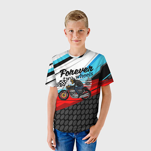 Детская футболка Два колеса навсегда мотоспорт / 3D-принт – фото 3
