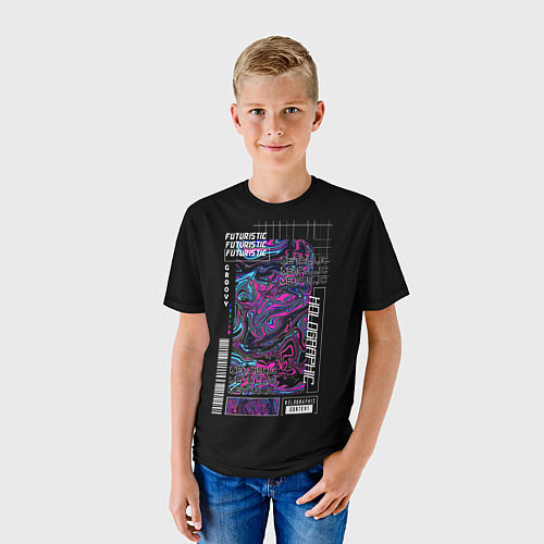 Детская футболка Futuristic metallic holograph / 3D-принт – фото 3