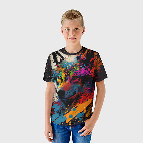 Детская футболка Волк, яркие цвета / 3D-принт – фото 3