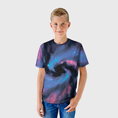 Детская футболка Ручная роспись галактики акварелью / 3D-принт – фото 3