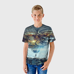 Футболка детская Космический корабль и девушка, цвет: 3D-принт — фото 2