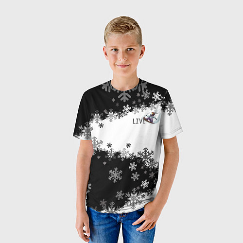 Детская футболка Сноуборд черно-белый / 3D-принт – фото 3