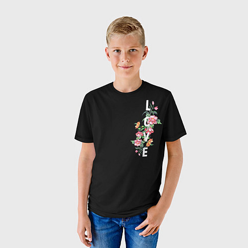 Детская футболка Love bloom flowers / 3D-принт – фото 3
