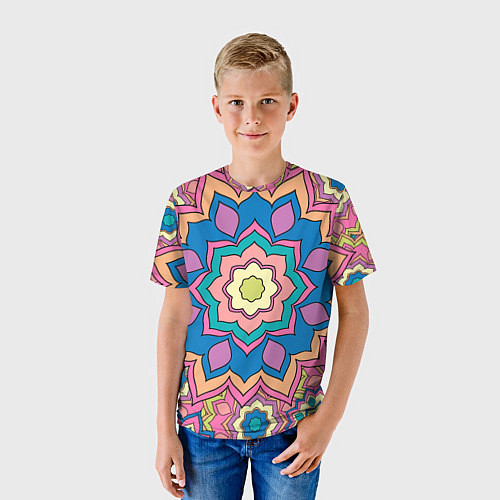 Детская футболка Цветочный разноцветный паттерн / 3D-принт – фото 3